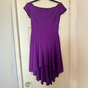 Purple asymmetrical short sleeve dress